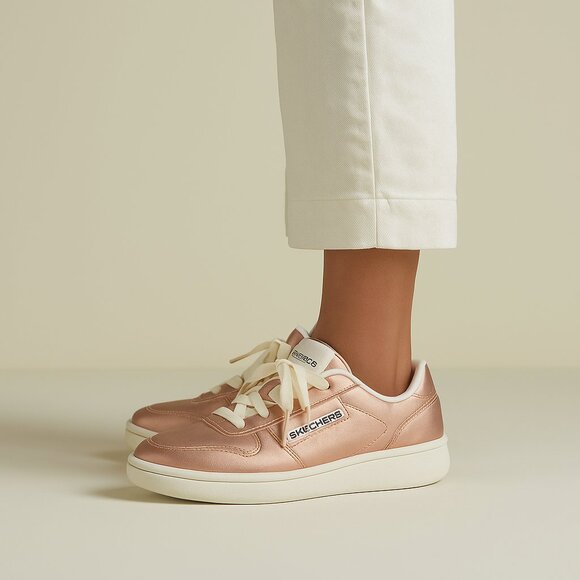 Skechers Metallic Rose Sneakers with Cream Accents - Picture 1 of 4